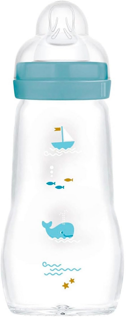 MAM Feel Good biberon din sticlă 260 ml tetină 1 debit lent 0+