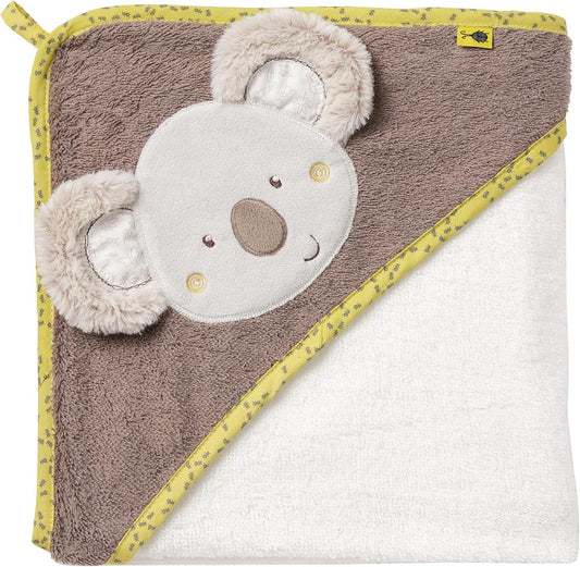 FEHN bawełniany ręcznik z kapturem Koala Australia 80 x 80 cm, biały ręcznik dziecięcy z koalą
