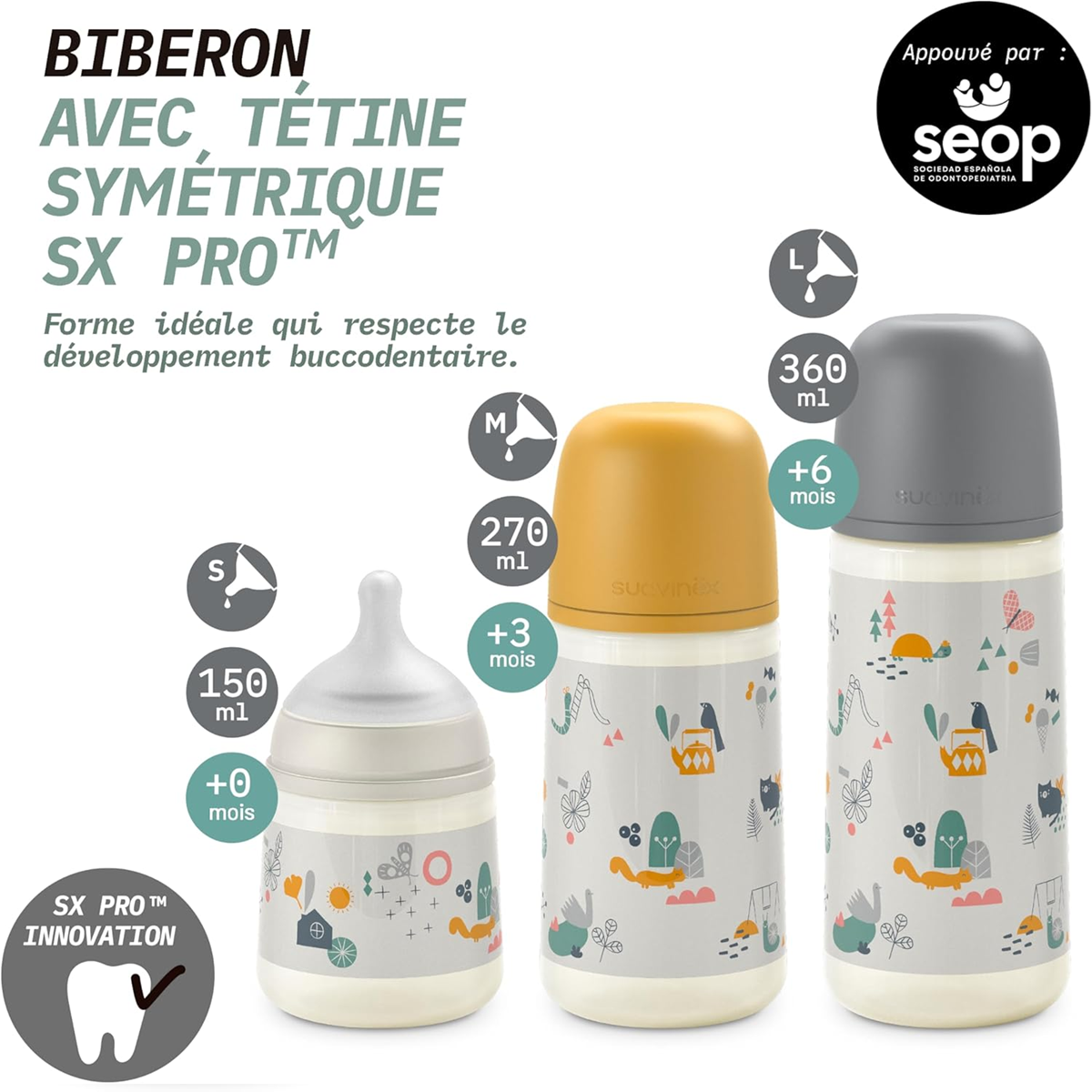 SUAVINEX butelka ze smoczkiem symetrycznym SX PRO 360ml 6m+
