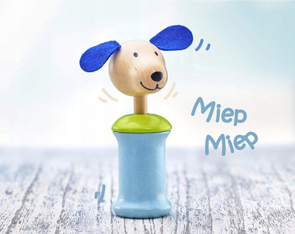 SELECTA Ringo houten grijpspeeltje met pieper HOND 12,5 cm