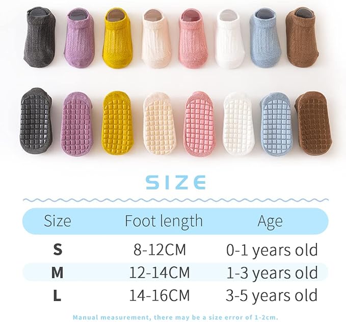 WDMIYA chaussettes antidérapantes pour tout-petits M 1-3 ans x8