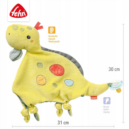 FEHN Happy Dino knuffeldeken DINOZAURUS 30 cm speenhouder