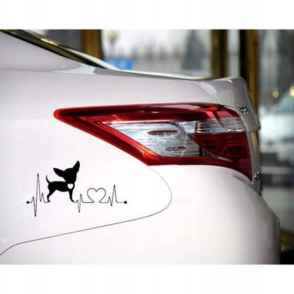 VOSAREA waterdichte auto sticker Chihuahua en hartslag 15,5 cm