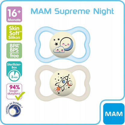 MAM SUPREME NIGHT siliconen fopspeen 16 maanden+