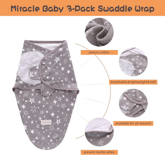MIRACLE BABY otulacz śpiworek 0-3 msc x3
