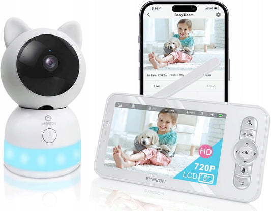 EYRIZON zdalnie sterowana niania elektroniczna 5" 2K HD + aplikacja