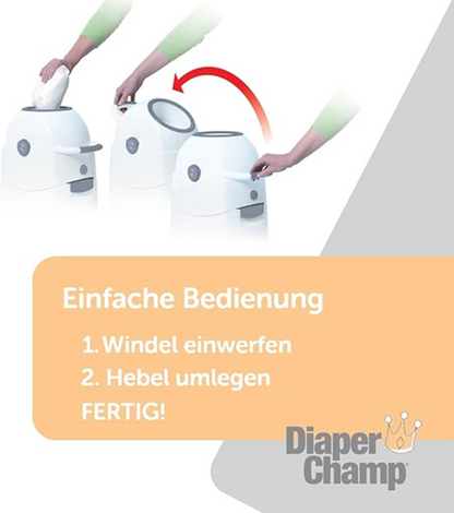 DIAPER CHAMP blebøtte TIL AFFALDSPOSER +/-50 bleer