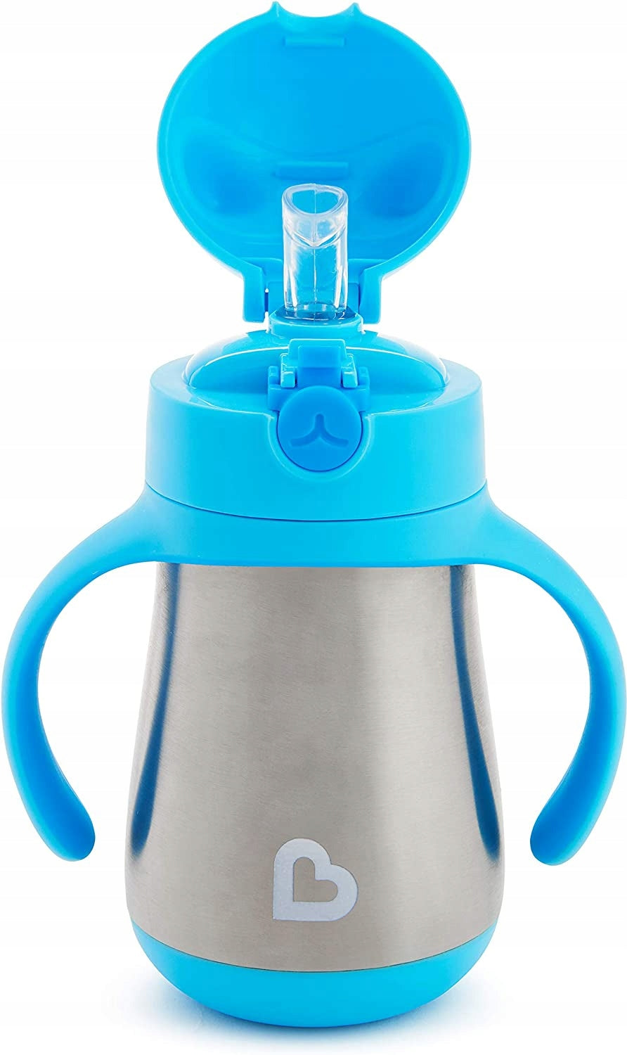 MUNCHKIN Cool Cat lekvrije drinkbeker met rietje RVS 237 ml