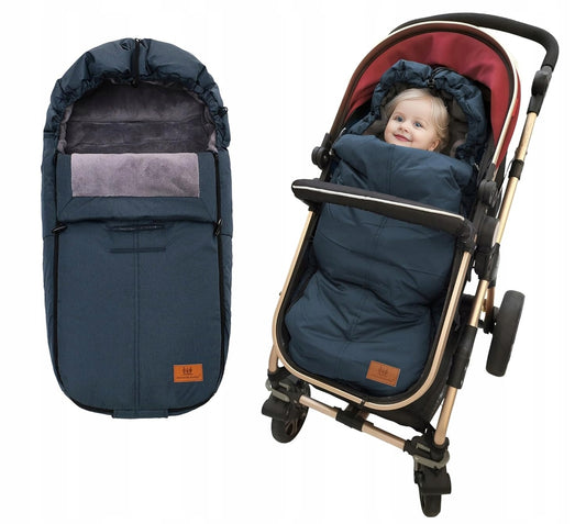 MIRACLE BABY śpiworek do wózków uniwersalny, granatowy śpiworek do wózka z dzieckiem, 100x45 cm