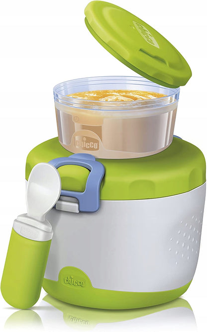 CHICCO geïsoleerd lunchbakje + lepeltje
