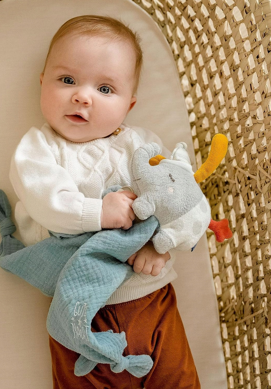 FEHN knuffeldoekje met fopspeenhouder OLIFANT 42 cm